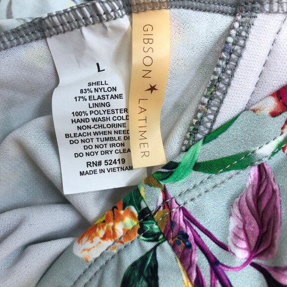 Gibson Latimer Tankini Bathing Suit Top Sz Large Tropical Floral Escape FLAW Tag - Picture 6 of 15